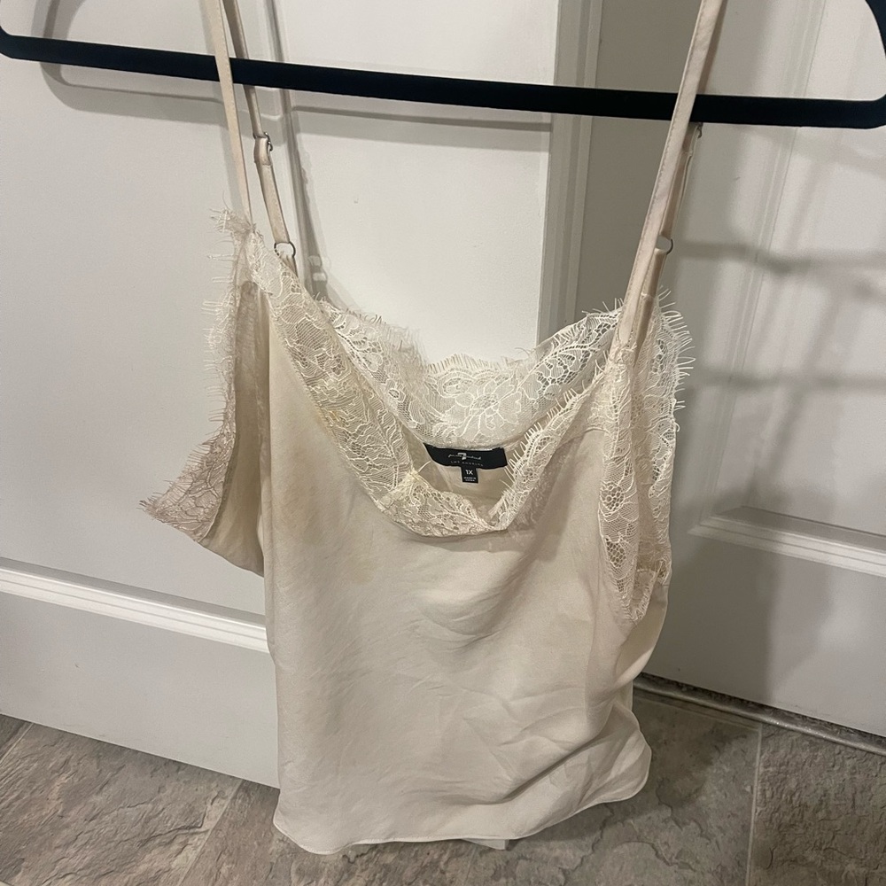 7 For All Mankind Cream Lace Cami Top